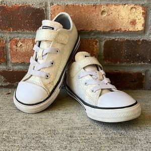 Girls Ivory Glitter Converse Sneakers